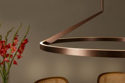 Lucide APPLAUSE - Pendant light - Ø 80 cm - LED Dim. - CCT - 1x50W 2700K/4000K - Hand Wave Sensor - Coffee - Premium